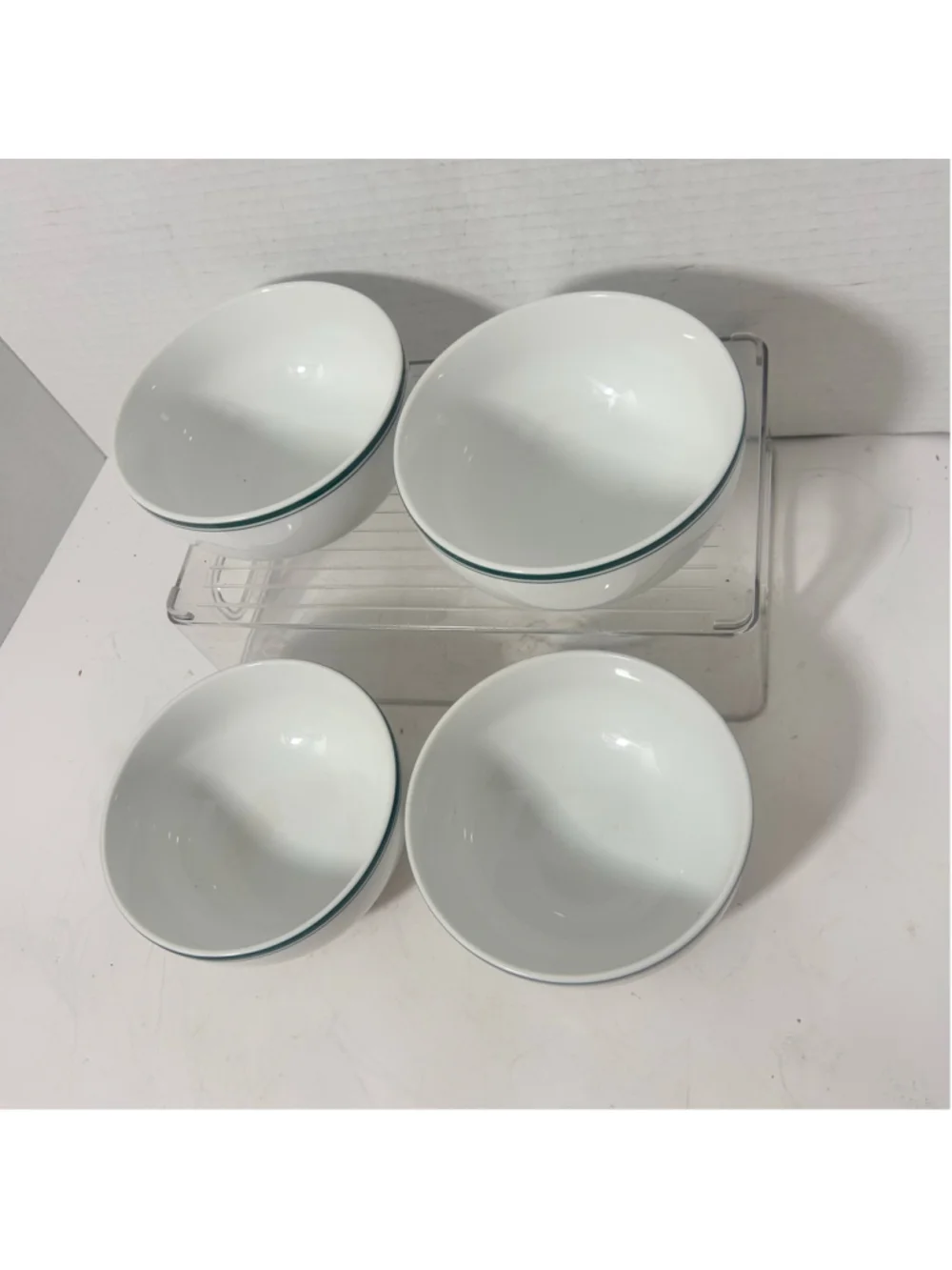 Dansk Bistro Dinnerware Set 4 Soup Bowls Green Rim 5
